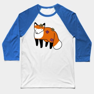 Flower Fox Baseball T-Shirt